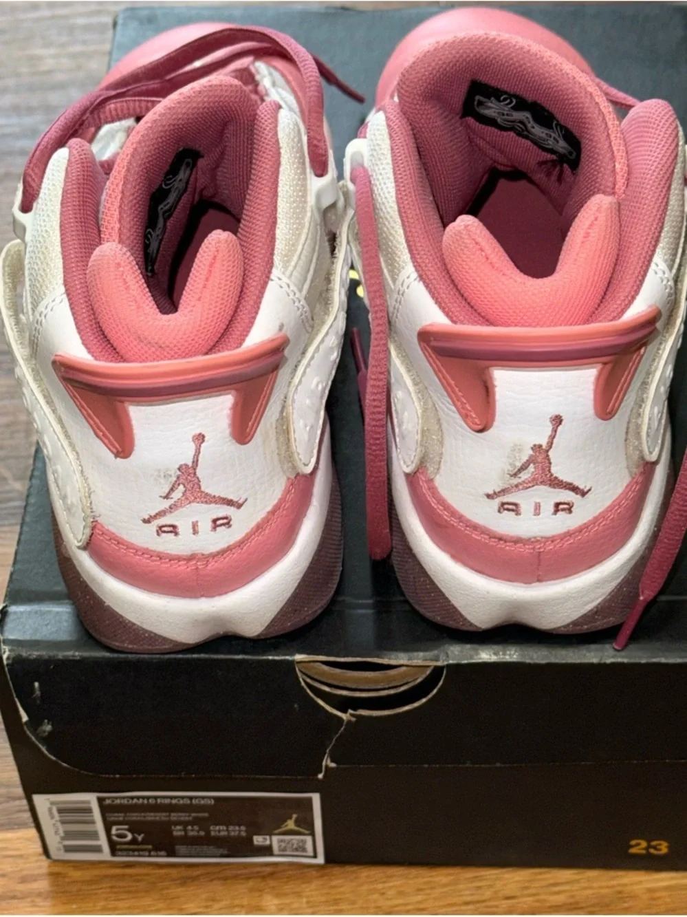 Nike Air Jordan 6 Rings GS Coral Chalk Desert Berry White Size 5Y Girls w/box